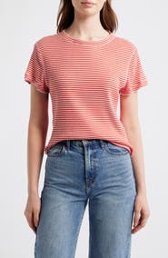 THE GREAT. The Little Stripe Cotton Blend T-Shirt