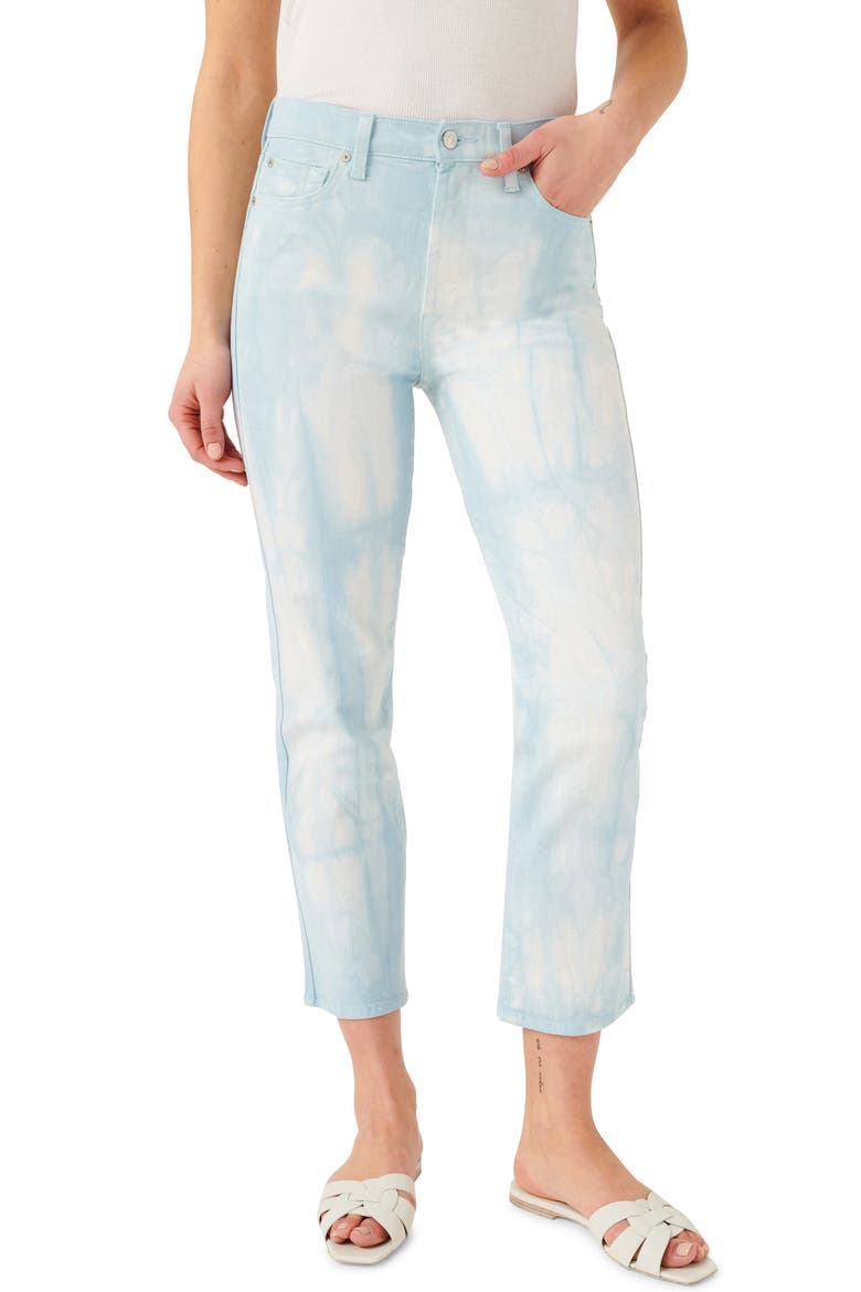 7 For All Mankind® High Waist Crop Straight Leg Jeans, Main, color, TIE DYE SKY
