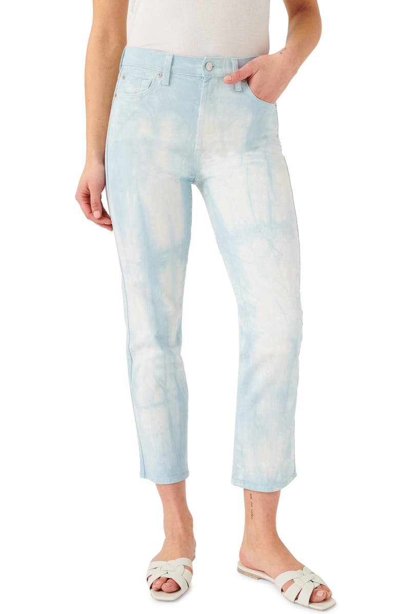 7 For All Mankind <sup>®</sup> High Waist Crop Straight Leg Jeans, Main, color, Tie Dye Sky