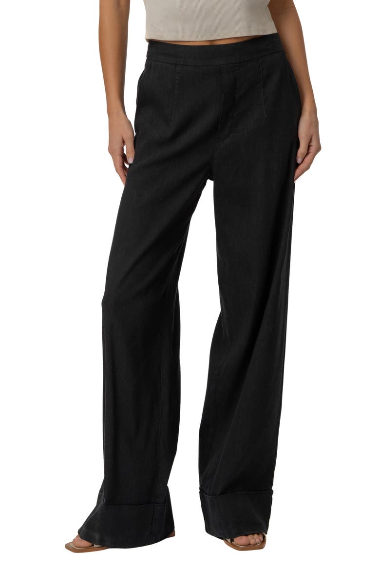 Meg High Waist Ankle Wide Leg Pants, Main, color, BLACK