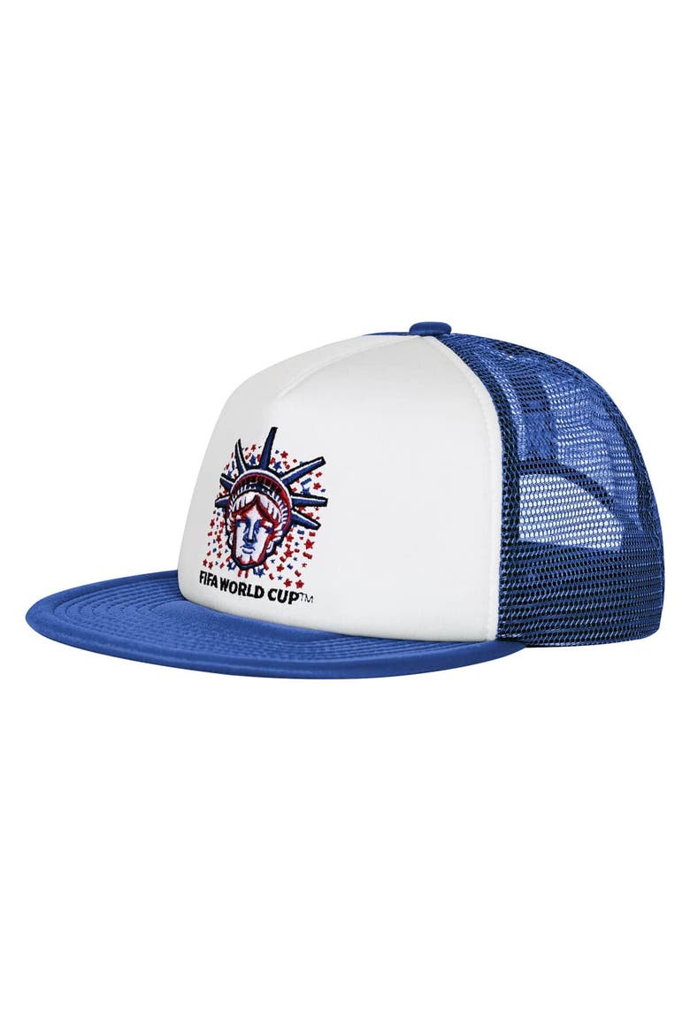 Men's Outerstuff  White/Royal USMNT Defender Adjustable Trucker Hat, Main, color, White