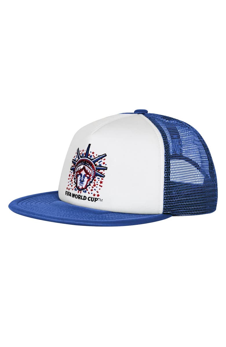 Outerstuff Men's Outerstuff White/Royal USMNT Defender Adjustable Trucker Hat, Main, color, White