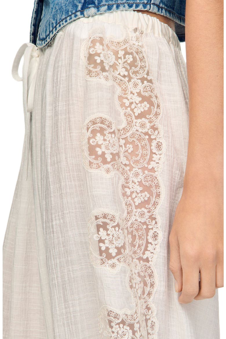 Crinkled wide-leg trousers, Alternate, color, White