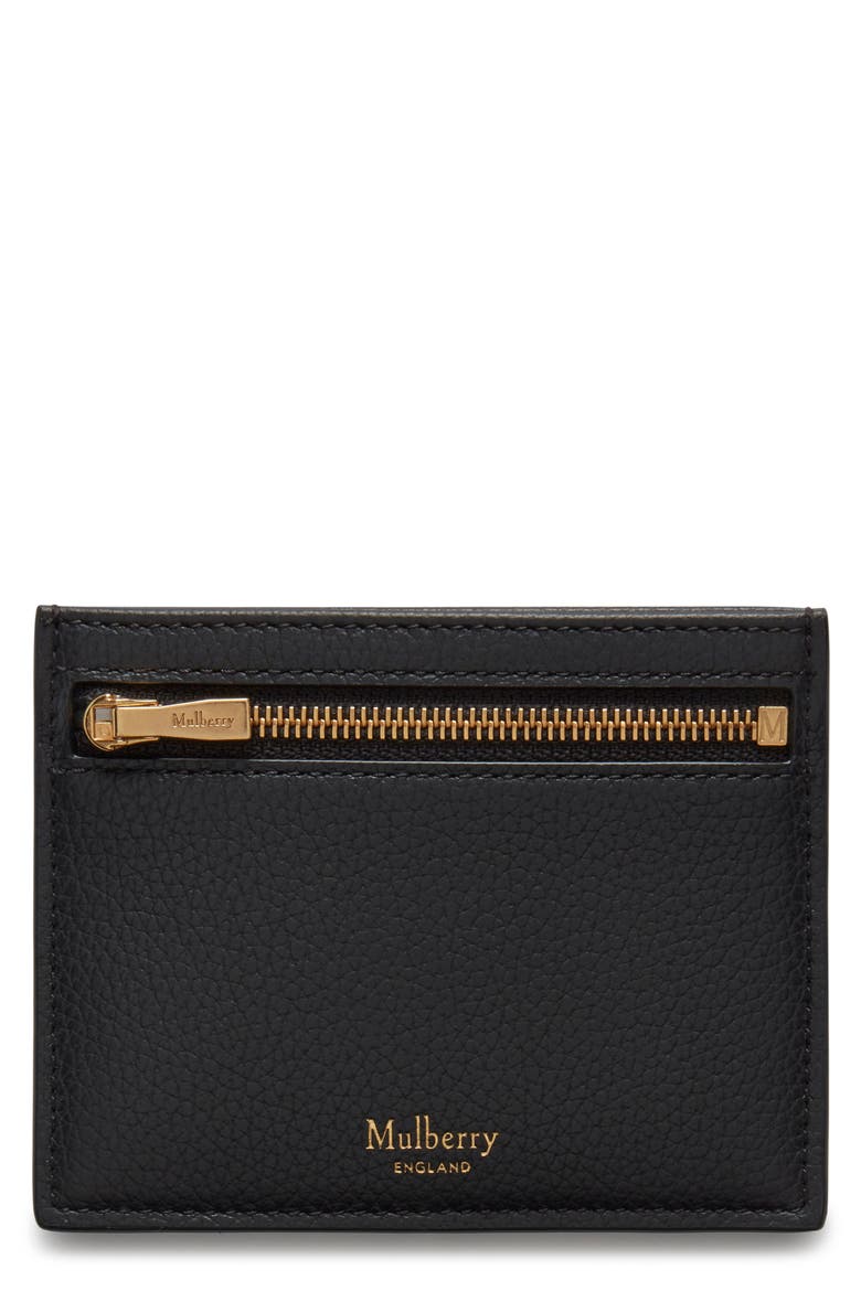 Zipped Leather Card Case, Main, color, BLACK