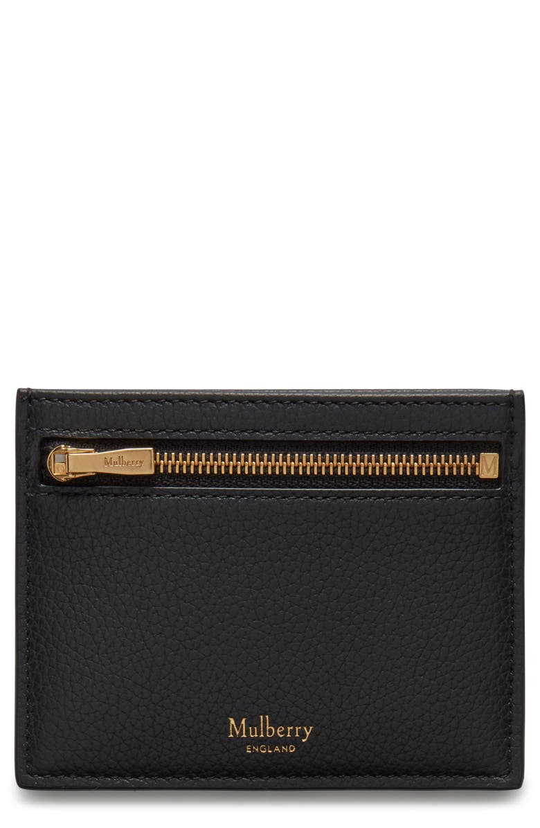 Mulberry Zipped Leather Card Case, Main, color, Black
