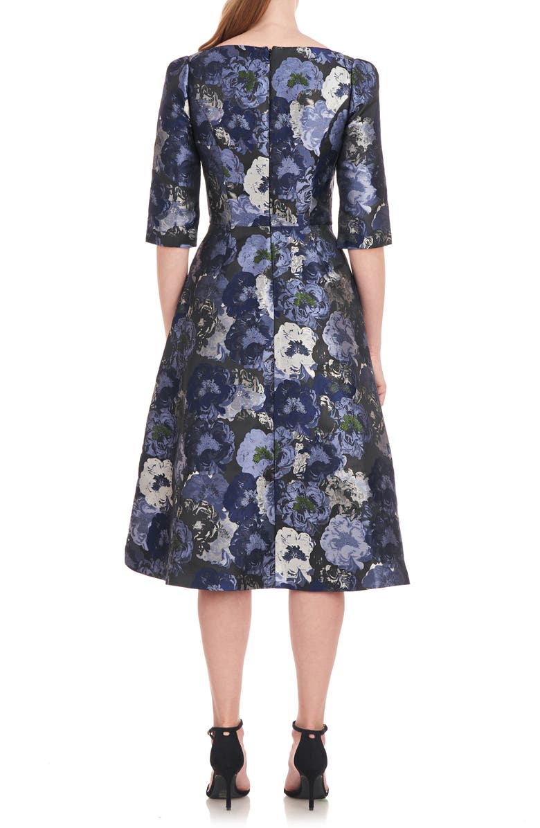 Kay Unger Piper Floral Jacquard Fit & Flare Midi Dress | Nordstrom