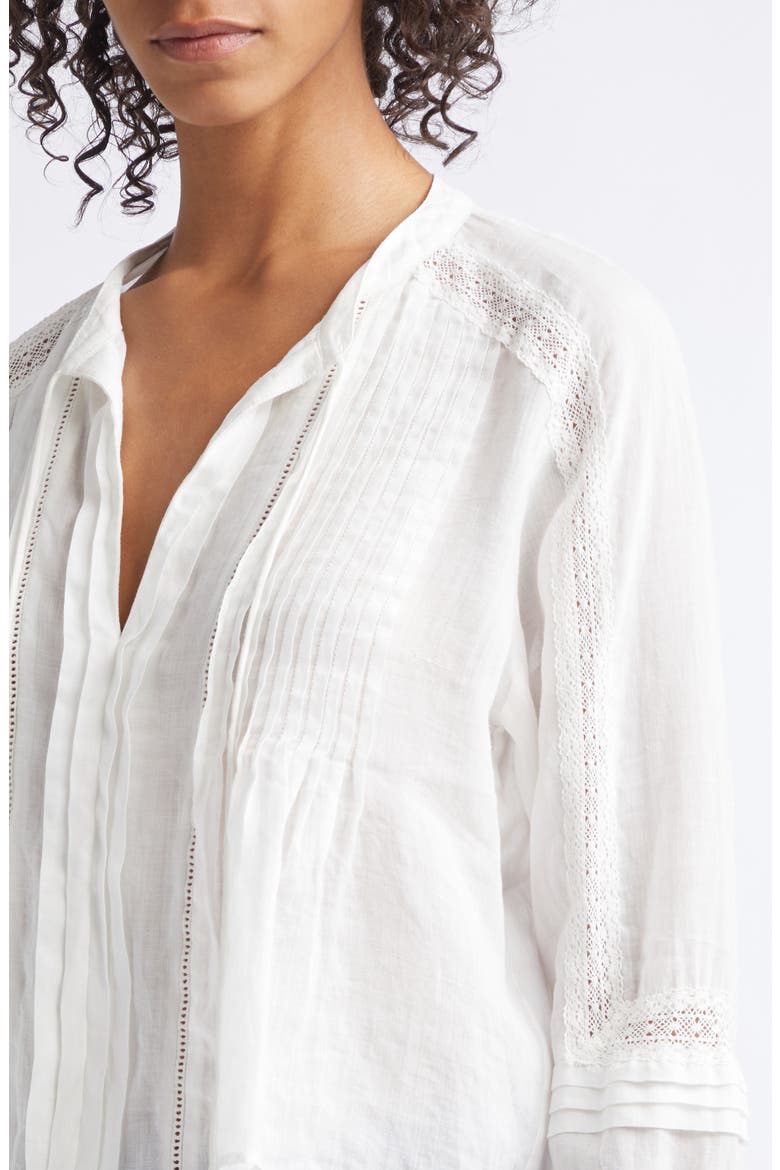 Sawyer Long Sleeve Lace Trim Top, Alternate, color, WHITE