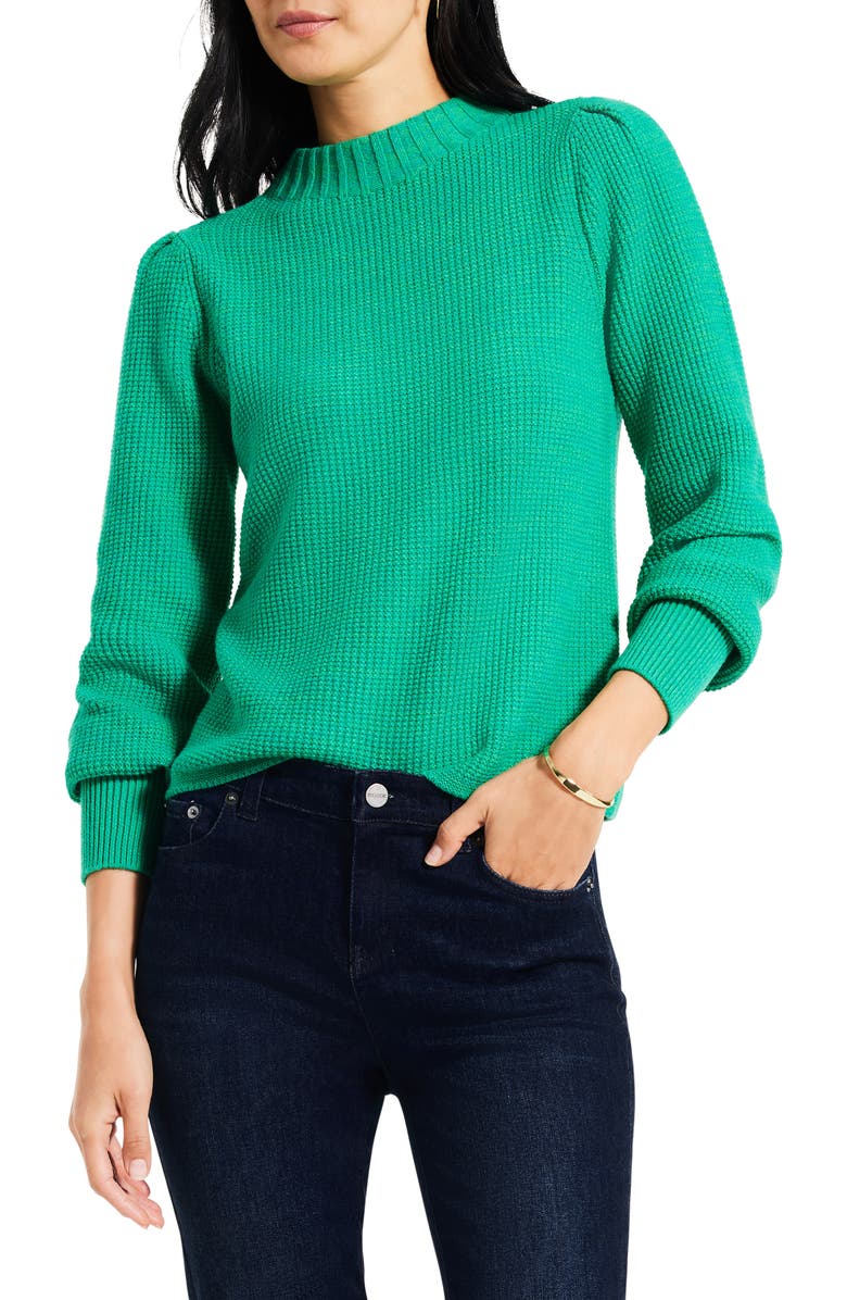 NIC+ZOE Puff Shoulder Waffle Stitch Sweater, Main, color,