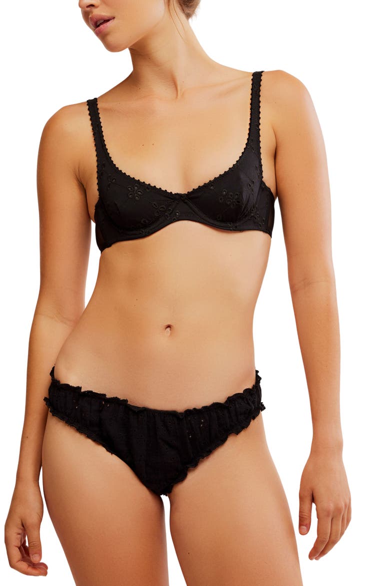 Intimately FP Home Grown Stretch Cotton Eyelet Panties, Alternate, color, BLACK