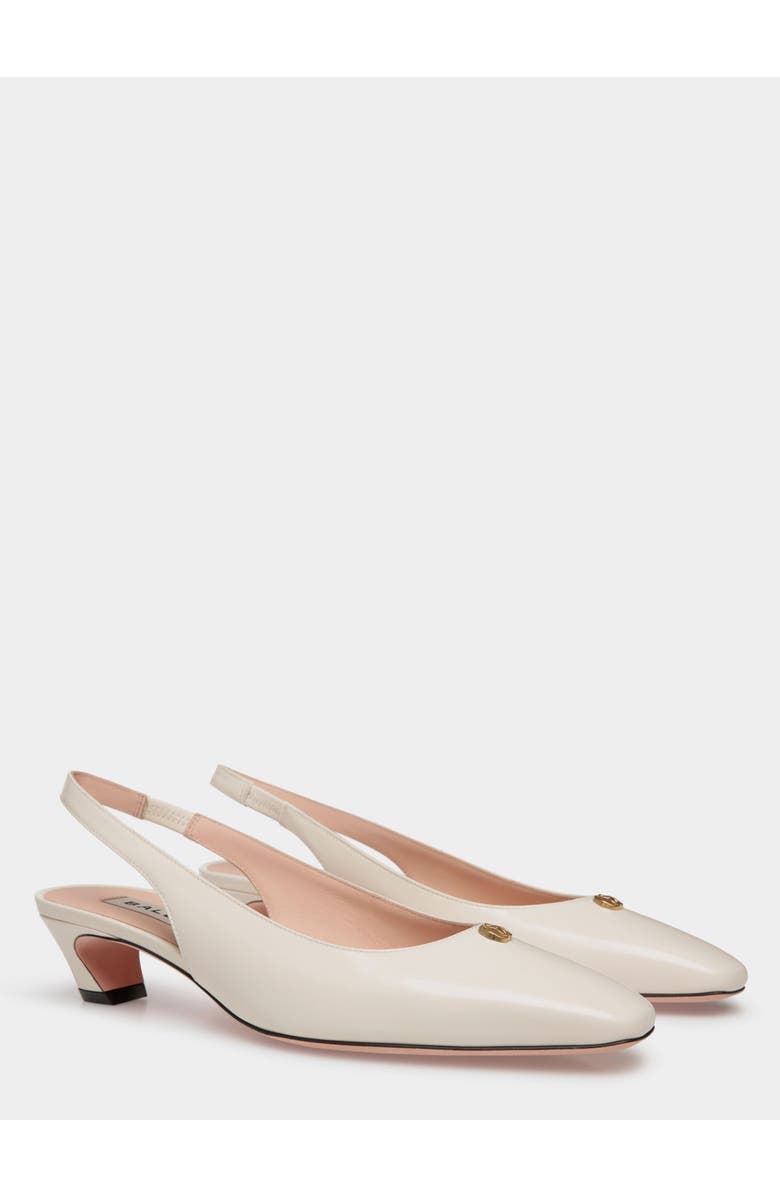 Bally Sylt Slingback Pump In Calf Leather, Alternate, color, White