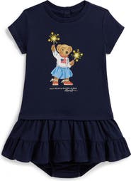 Ralph Lauren Bear Jersey Dress & Bloomers Set