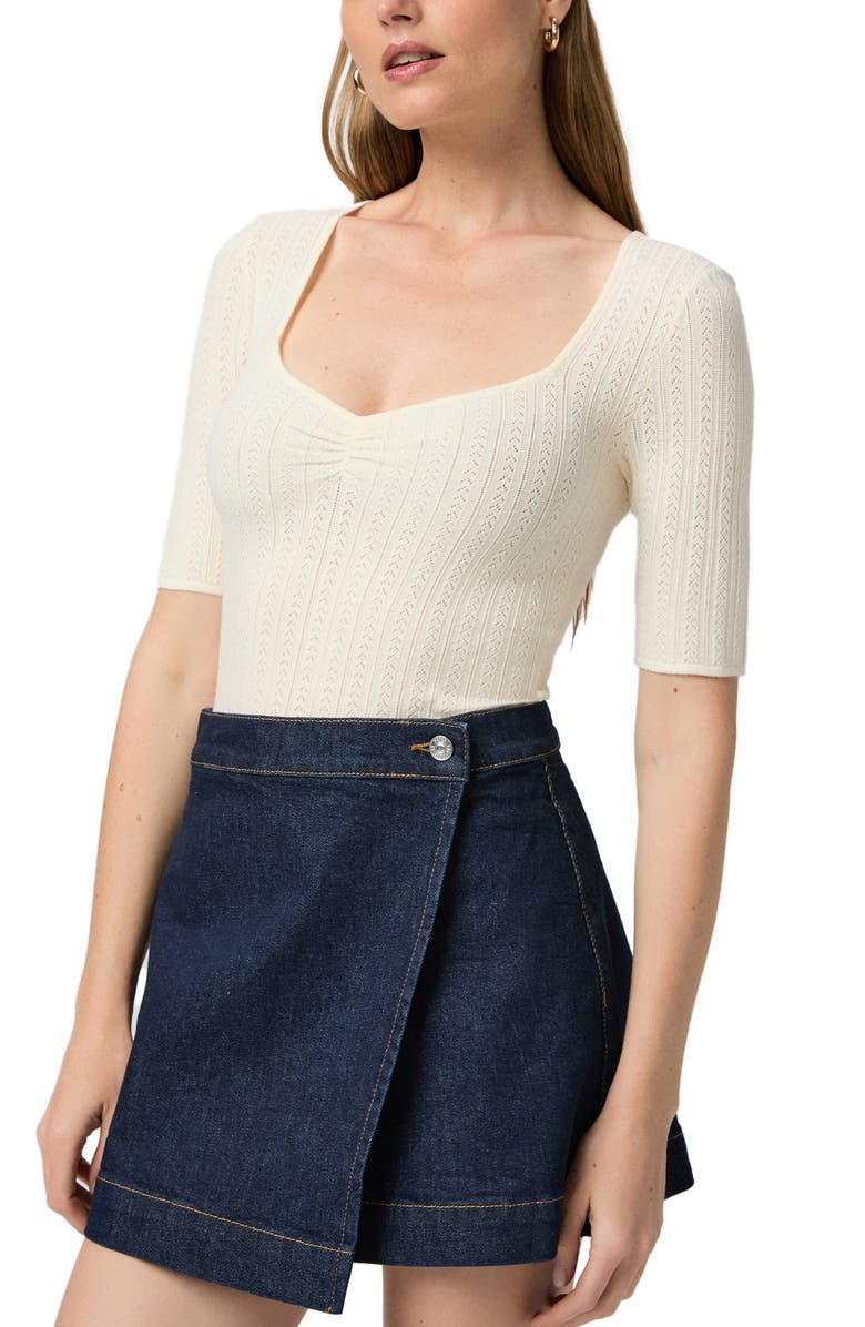 PAIGE Aven Wrap Denim Miniskirt, Alternate, color, Amora