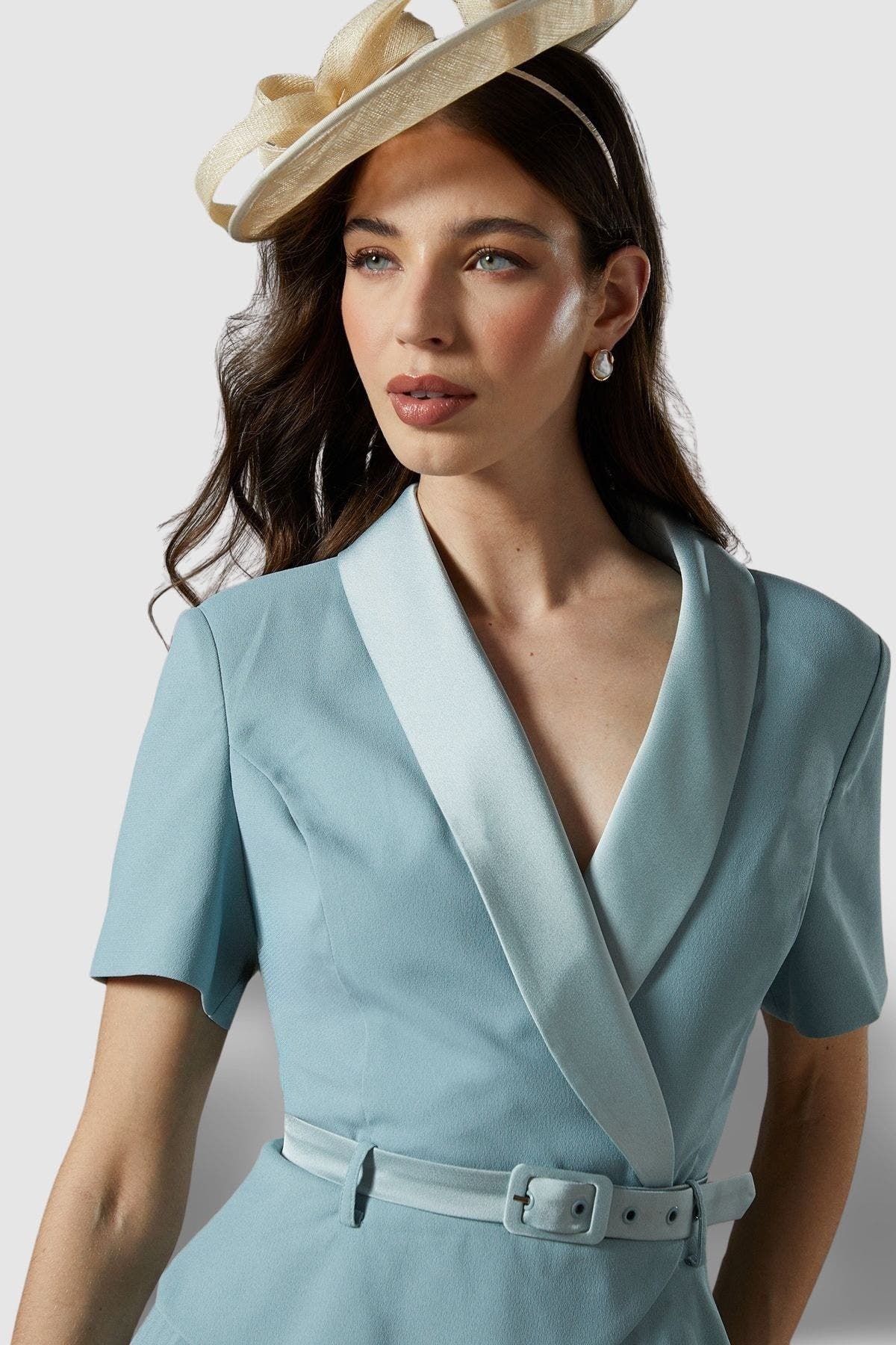 2 in 1 pleated dress Coast Women's Plus 2 In 1 Wrap Dress With Pleated Skirt In Powder Blue | Size: 14