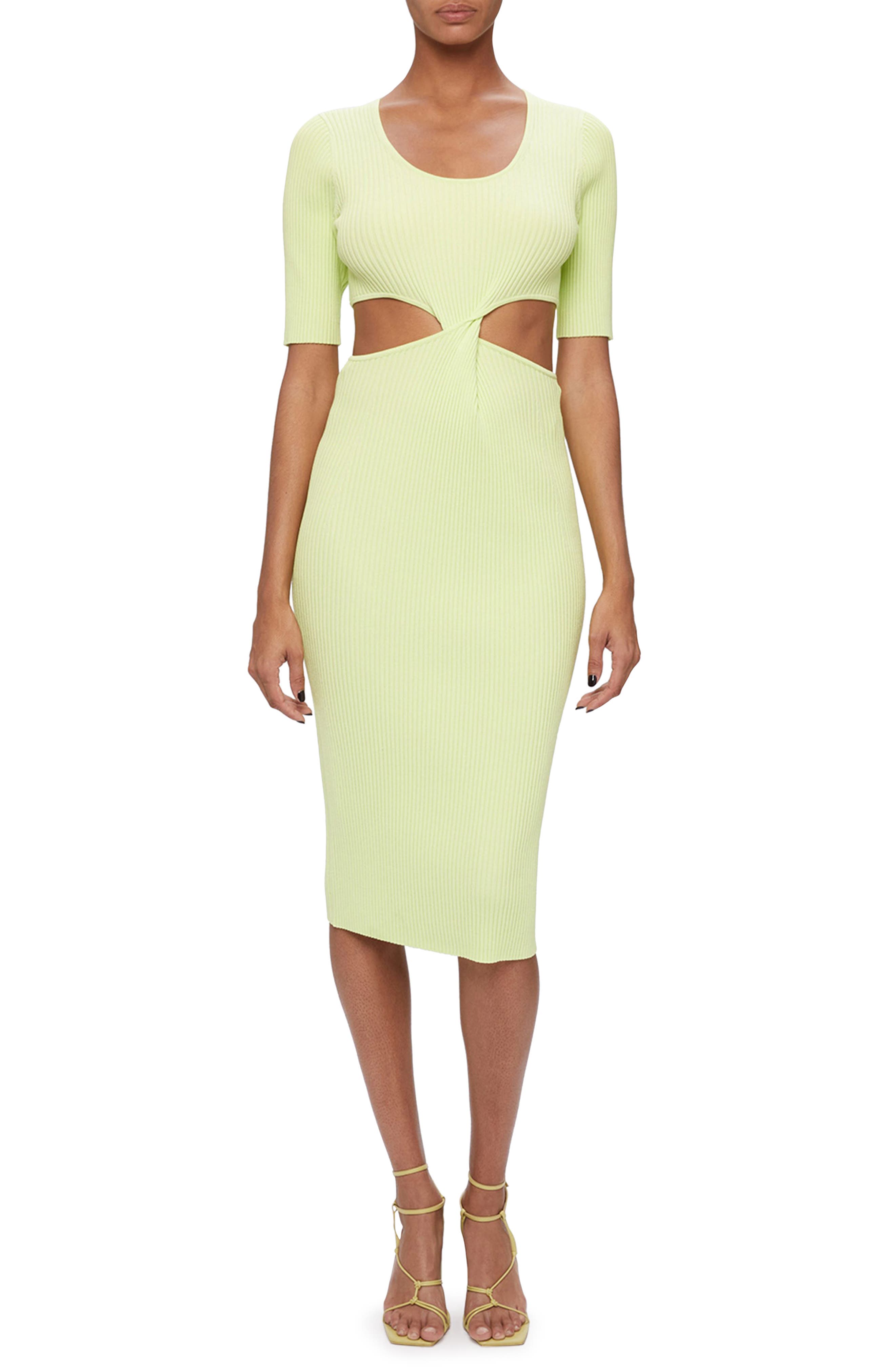 Simkhai Collette Matte Compact Rib Body-Con Sweater Dress