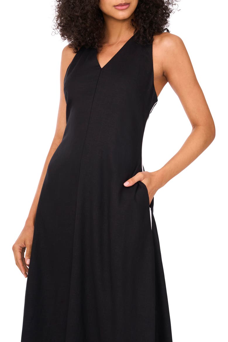 Contrast Trim Sleeveless Dress, Alternate, color, RICH BLACK