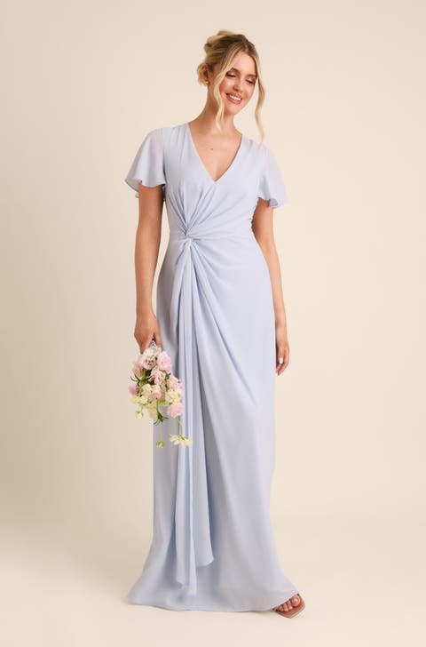 Knot Front Chiffon Bridesmaid Dress