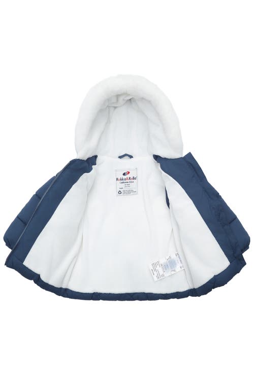 Rokka&rolla Soft Lining Hooded Puffer Jacket In Blue