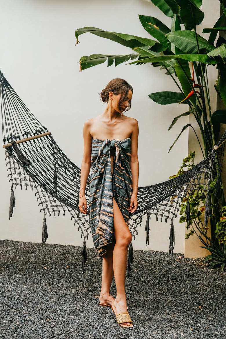 Beach Hand-Dyed Sarong, Alternate, color, Blue