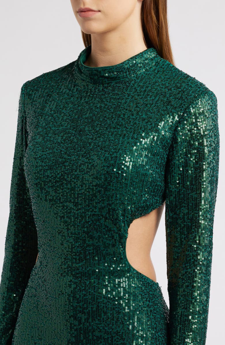 La Femme Long Sleeve Sequin Cocktail Sheath Dress, Alternate, color, 