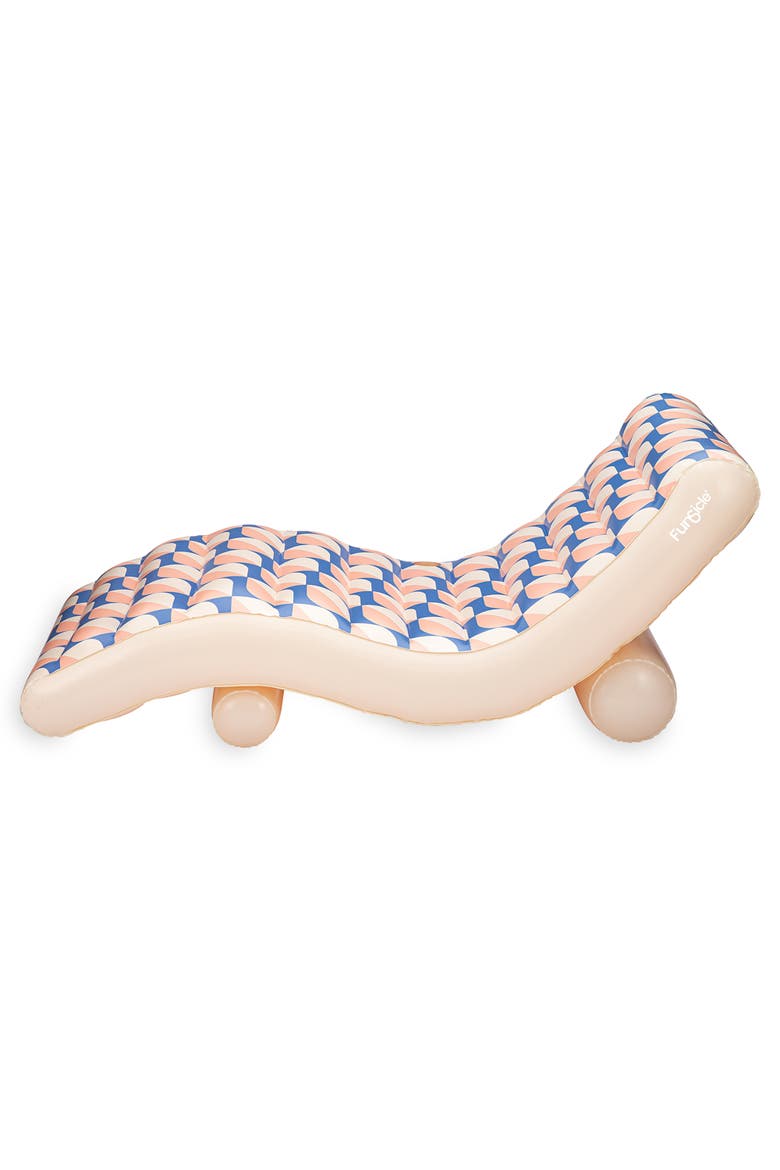 Deco Funchaiser Lounge Blue & Cream, Inflatable Pool & Water Float, Alternate, color, Multicolored