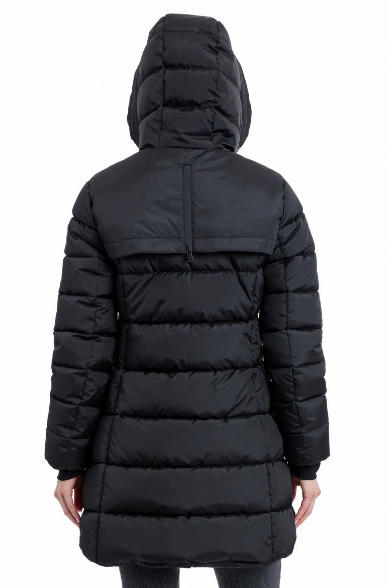 Fitted Puffer Coat, Alternate, color, BLACK