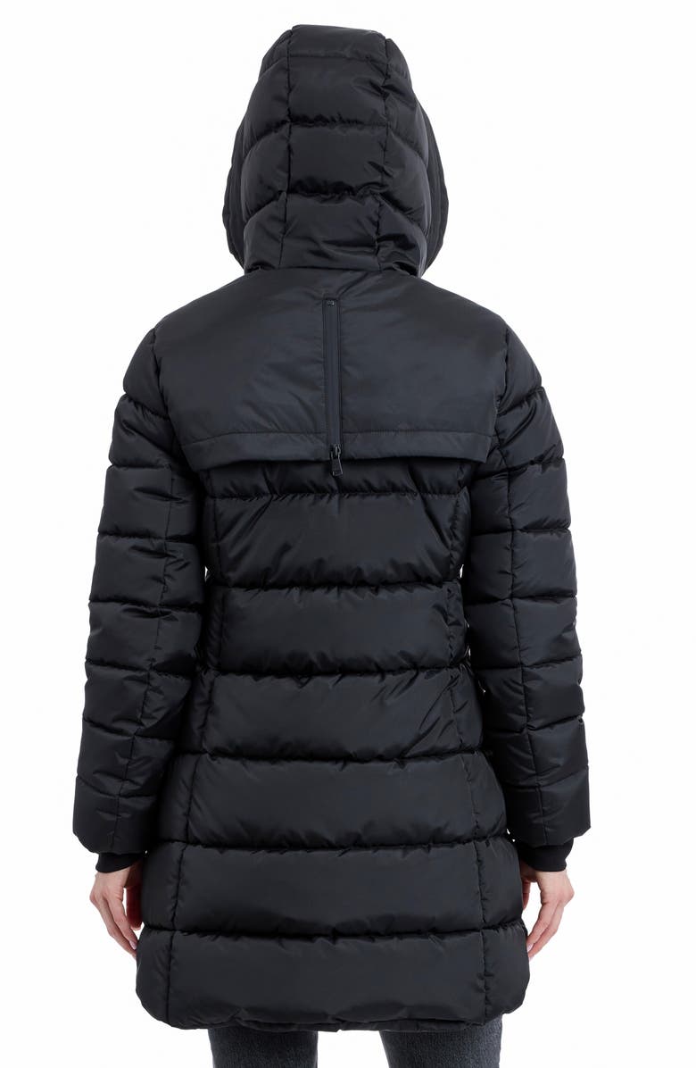 London Fog Fitted Puffer Coat, Alternate, color, Black
