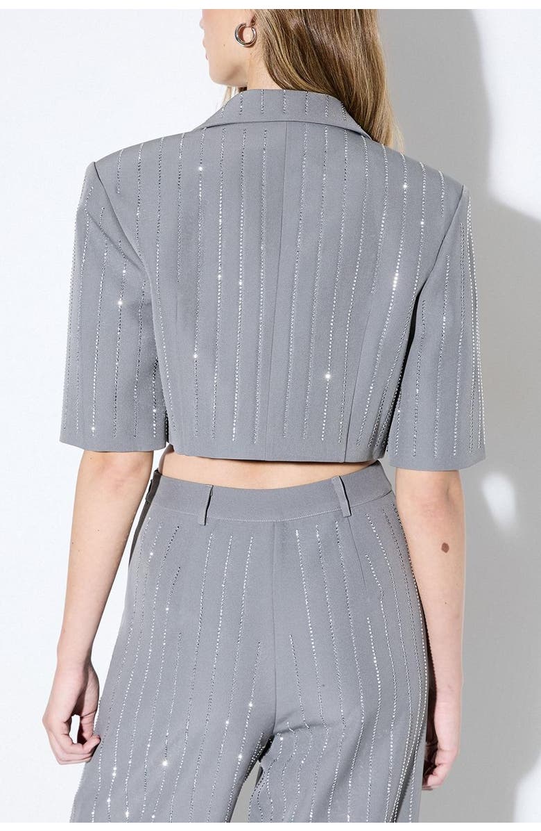 MissPap Premium Embellished Cropped Blazer, Alternate, color, Grey