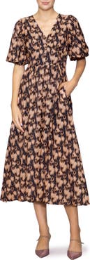 MELLODAY Bubble Sleeve Fit & Flare Midi Dress