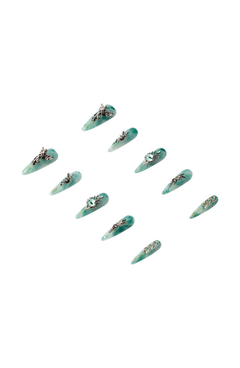 3H Nails Emerald Elegance Luxury Handmade Press On Nails, Alternate, color, Aquamarine