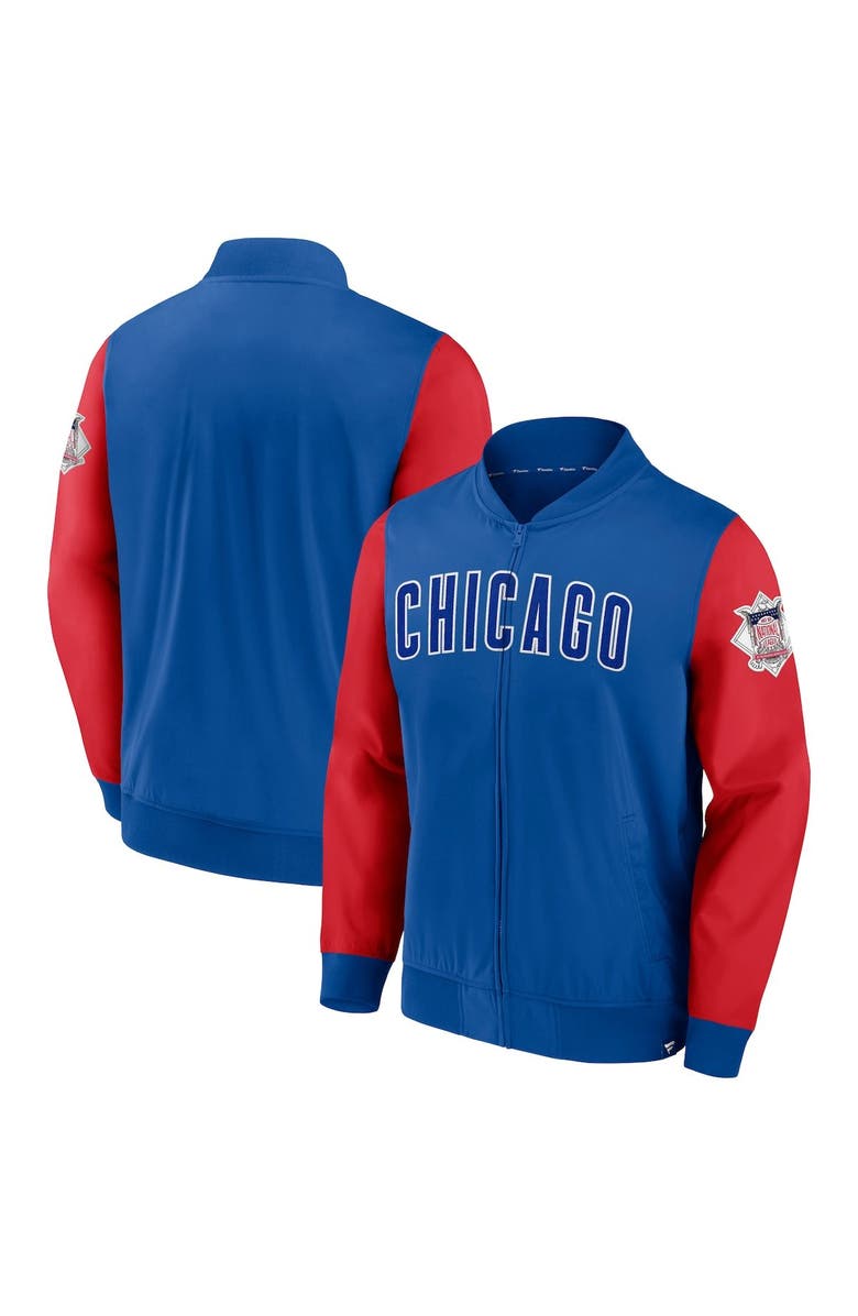 FANATICS Men's Fanatics Branded Royal/Red Chicago Cubs Iconic Record Holder Full-Zip Lightweight Windbreaker Bomber Jacket, Alternate, color,