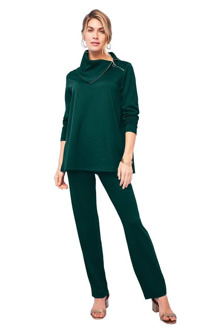 Ponte Split Neck 2-Piece Set, Main, color, EMERALD GREEN