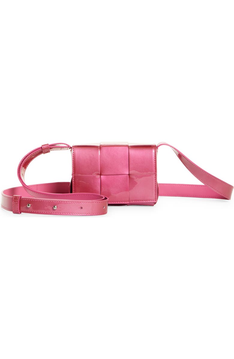 Bottega Veneta Mini Cassette Intrecciato Metallic Leather Crossbody Bag, Main, color,