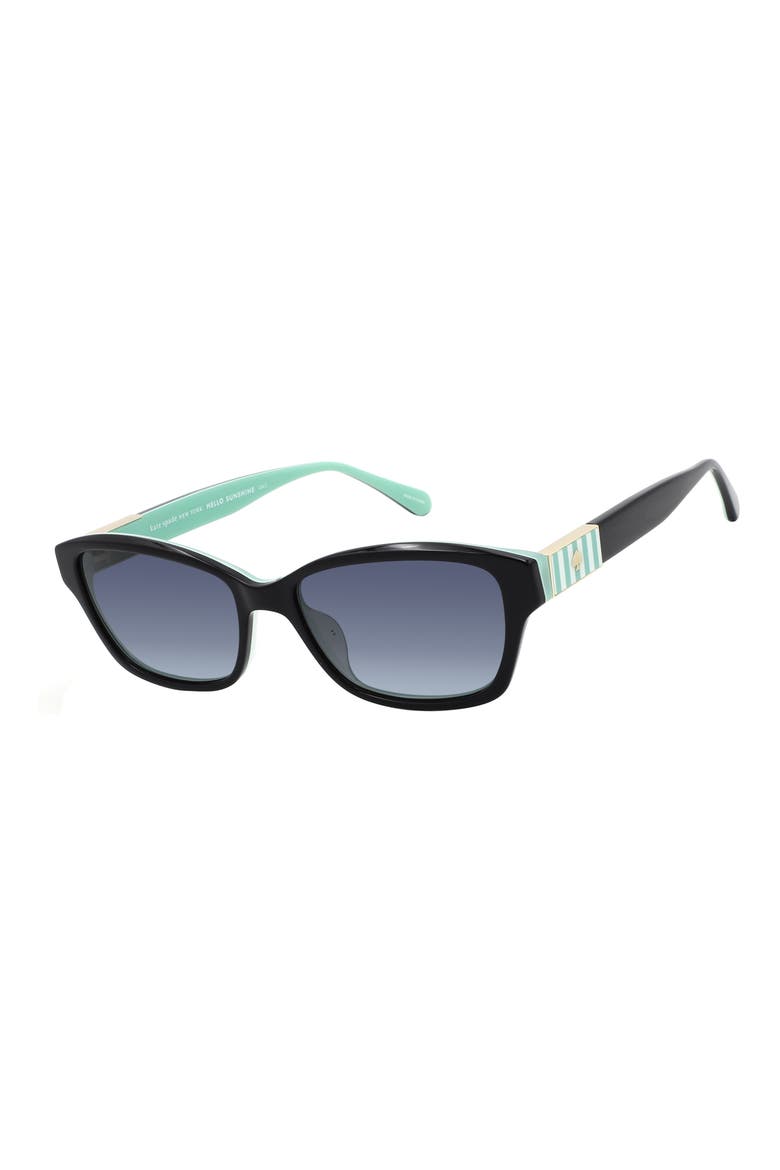 ayla 53mm gradient rectangular sunglasses, Alternate, color, BLACKGREEN/ DARK GREY SF