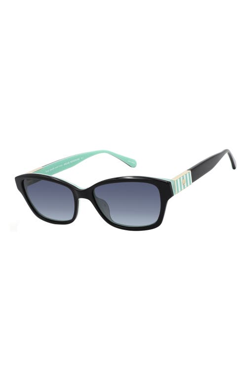Kate Spade New York Ayla 53mm Gradient Rectangular Sunglasses In Blackgreen/dark Grey Sf