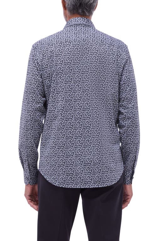 Bugatchi James Ooohcotton® Leaf Print Button-up Shirt In Black