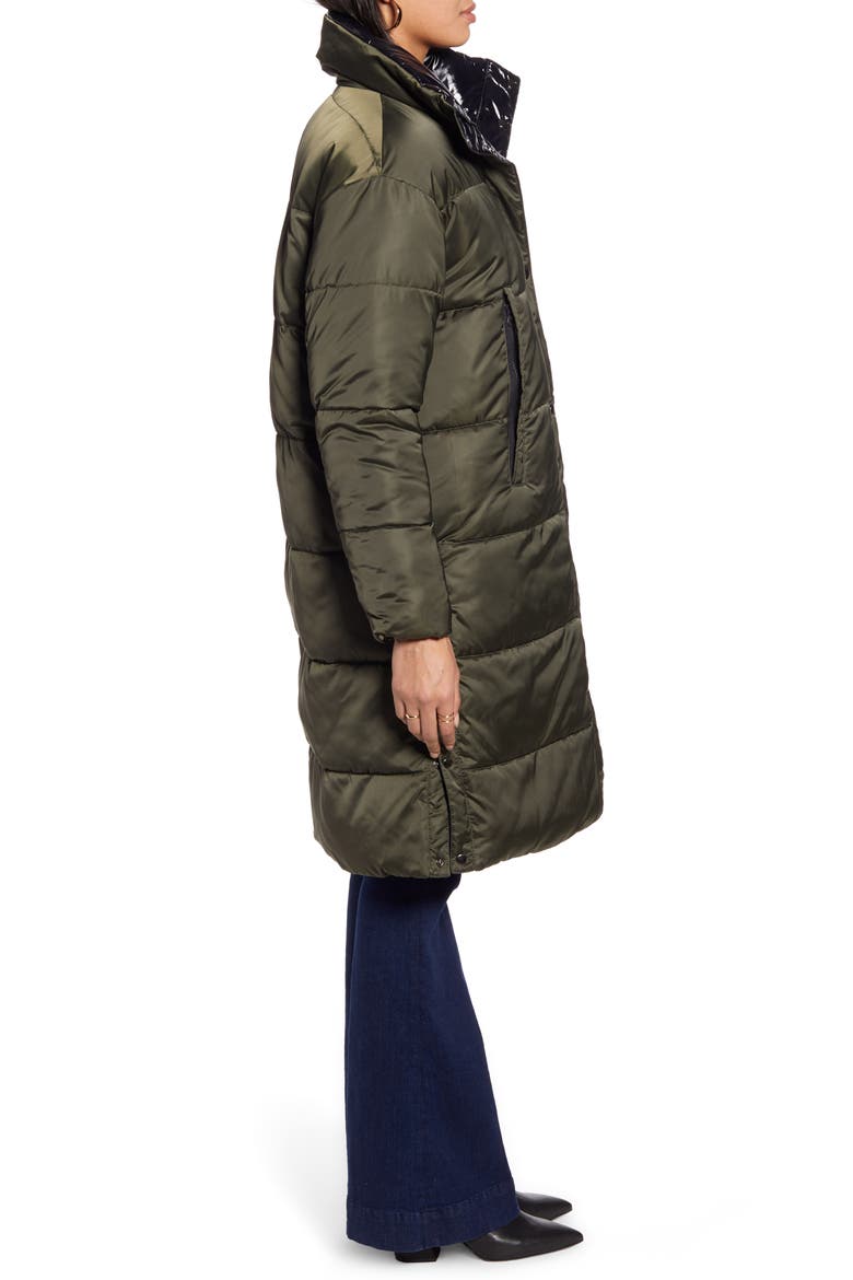 Reversible Puffer Coat, Alternate, color, OLIVE- BLACK SHINE