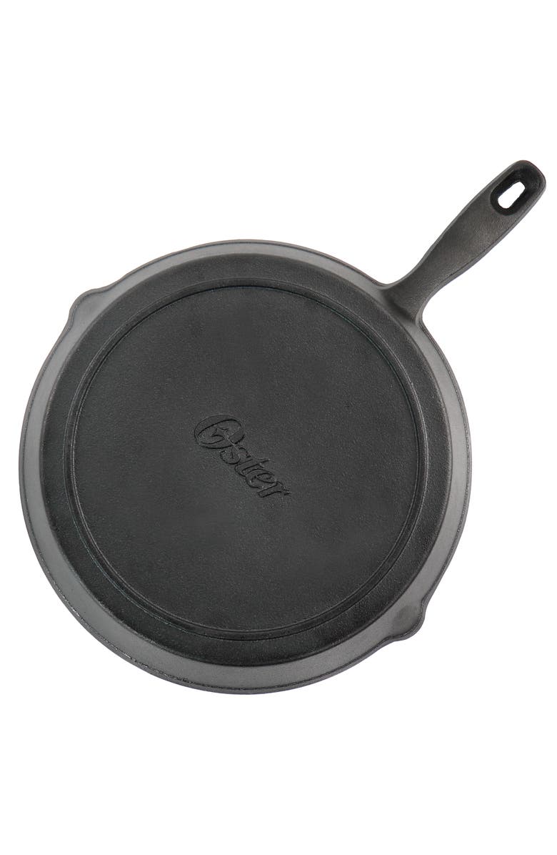 OSTER Castaway 3 Piece Cast Iron Pre-Seasoned Frying Pans, Alternate, color, Black