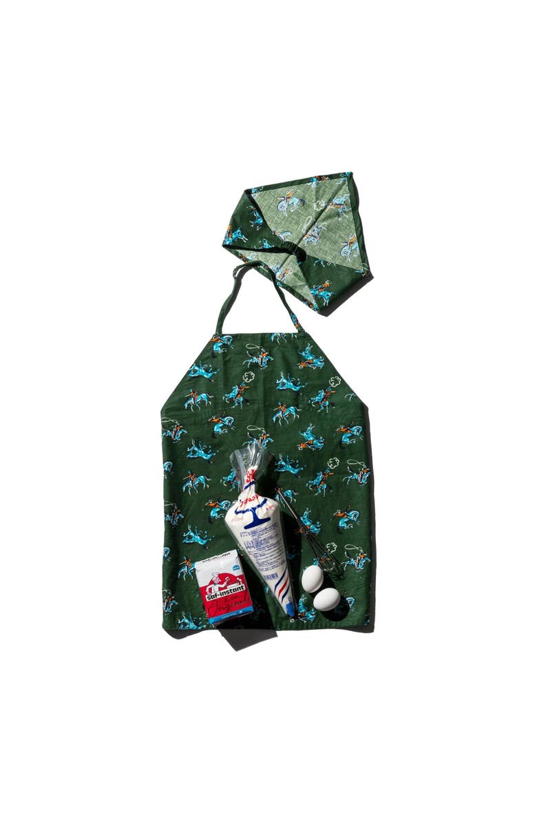 PUEBCO Hand Printed Kids Apron With Kerchief, Main, color, Cowboy