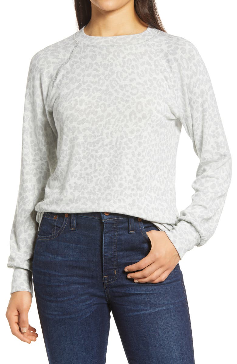 Loveappella Animal Print Raglan Pullover, Main, color, 