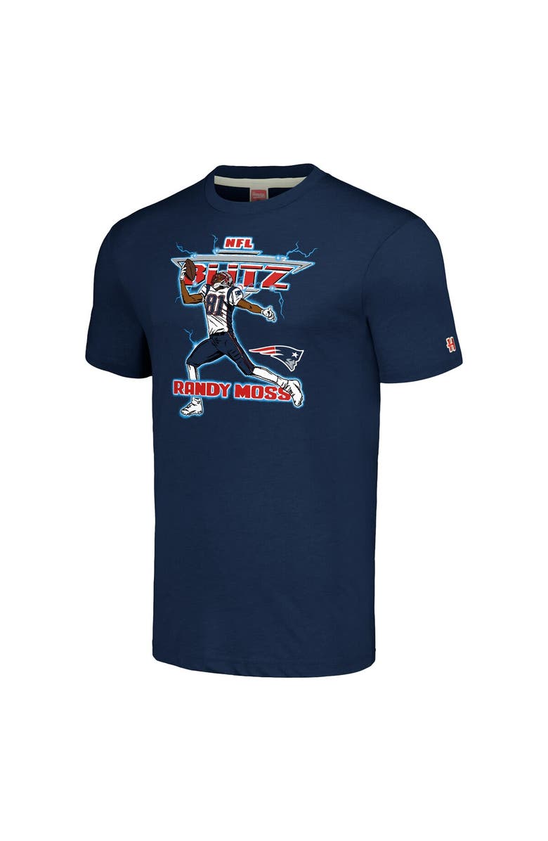Homage Men's Homage Randy Moss Navy New England Patriots NFL Blitz Retired Player Tri-Blend T-Shirt, Alternate, color, 