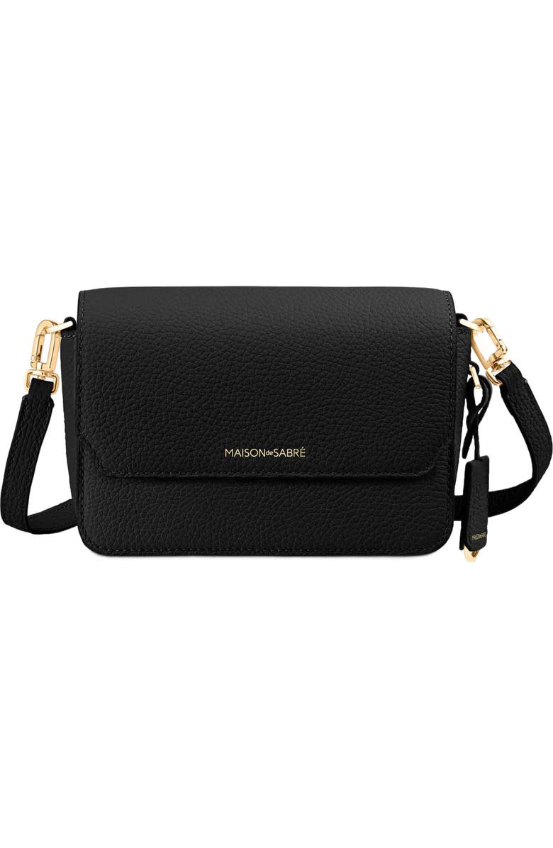 MAISON de SABRÉ Mini Leather Flap Bag, Main, color, Black Caviar