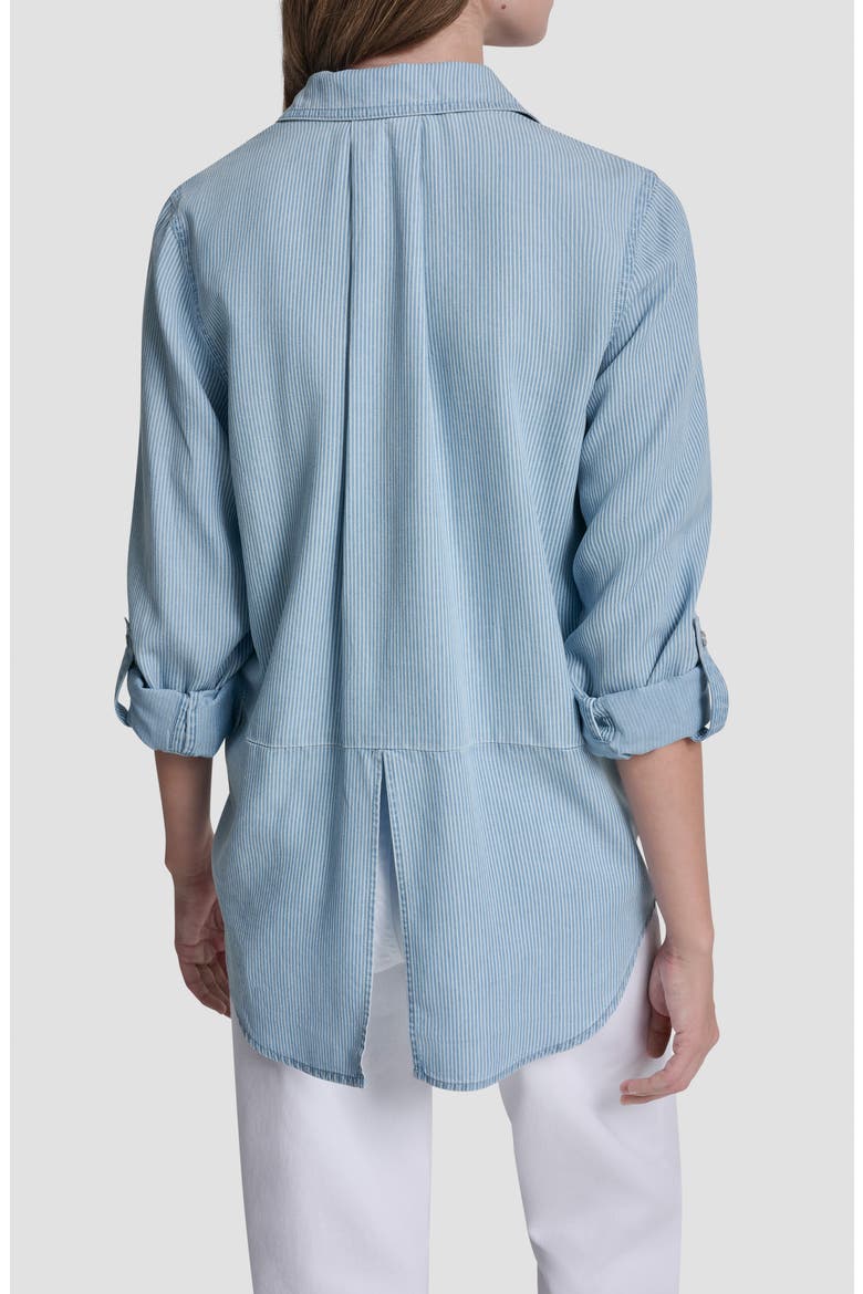 Chambray Button Front Top, Alternate, color, CHAMBRAY STRIPE