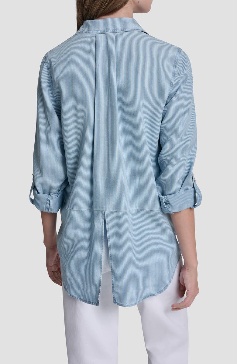 DKNY Jeans Chambray Button Front Top, Alternate, color, Chambray Stripe