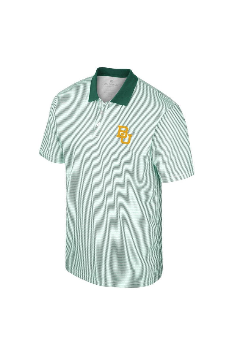 COLOSSEUM Men's Colosseum White/Green Baylor Bears Print Stripe Polo, Alternate, color, 