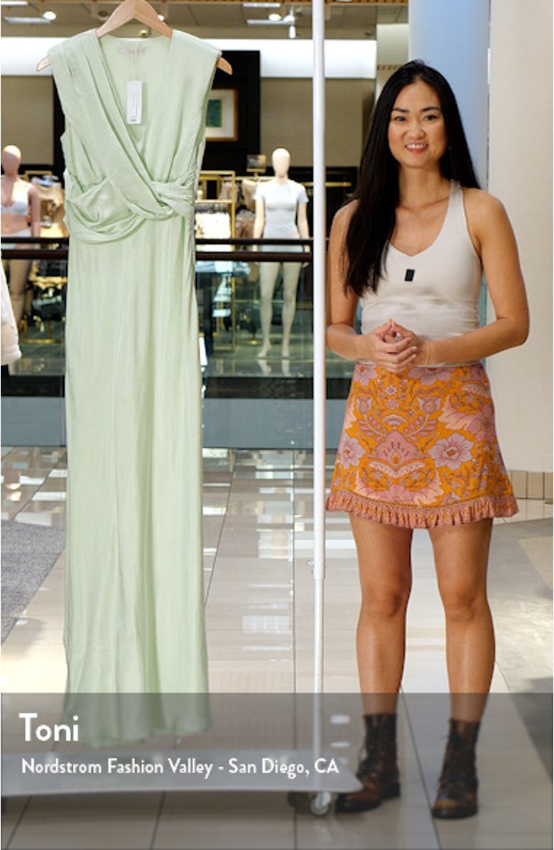 Twist Waist Sleeveless Satin Gown, sales video thumbnail