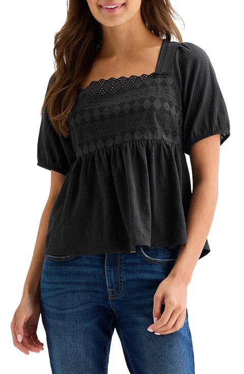 Schiffli Square Neck Cotton Top