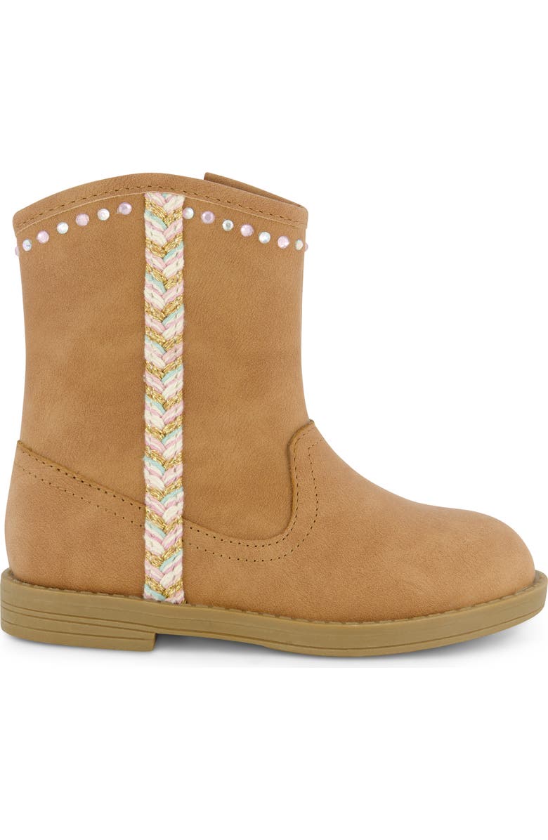 Jessica Simpson Kids' Layla Stripe Western Bootie, Alternate, color, Cognac