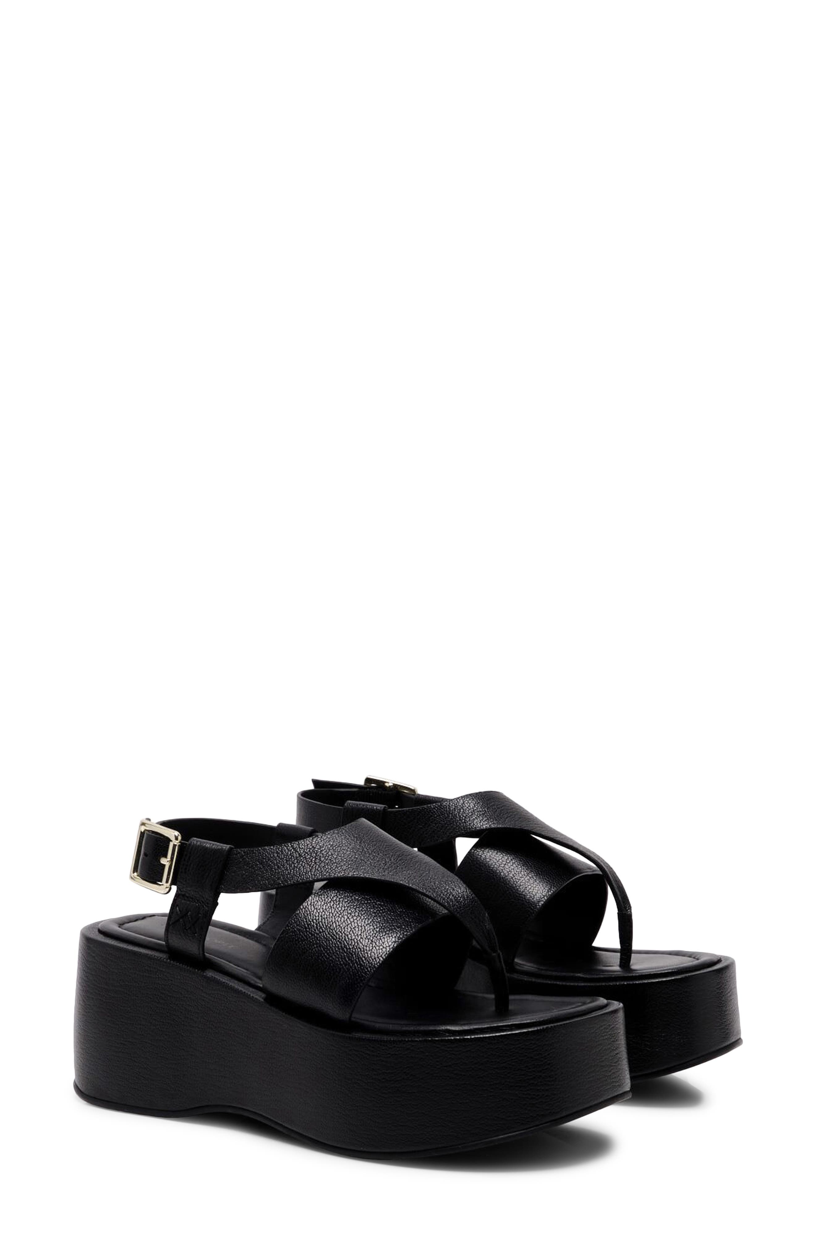 Free People Holt Ankle Strap Platform Sandal, Alternate, color, Black