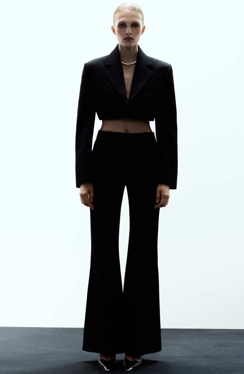 MANGO x Kaia Gerber Wool Crop Blazer, Alternate, color, Black