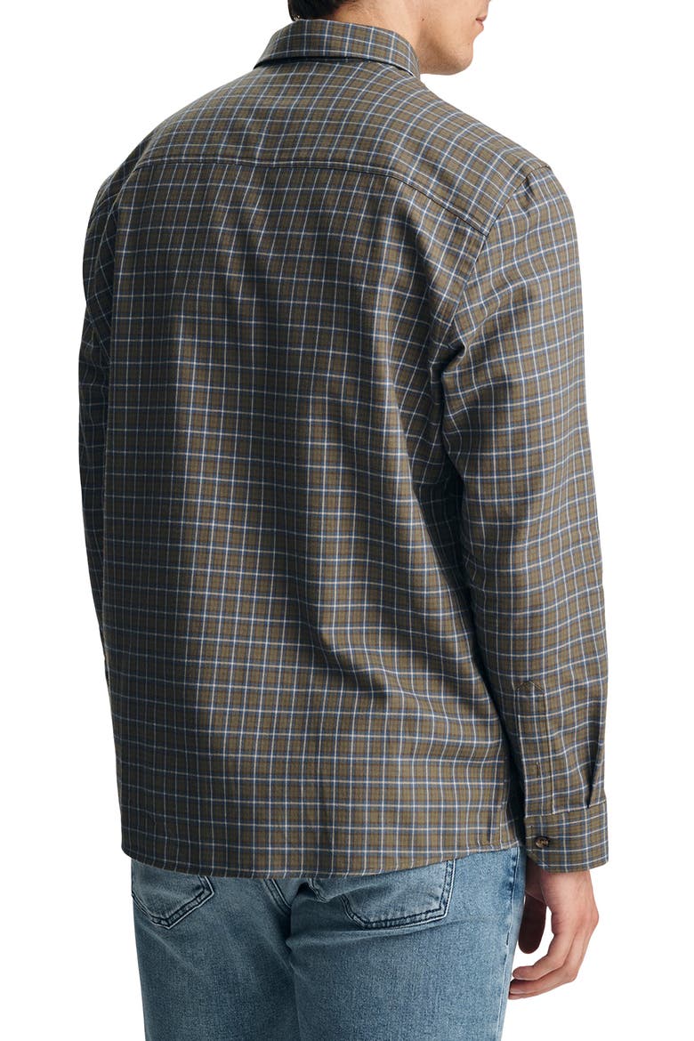 Plaid Cotton Button-Up Shirt, Alternate, color, KHAKI
